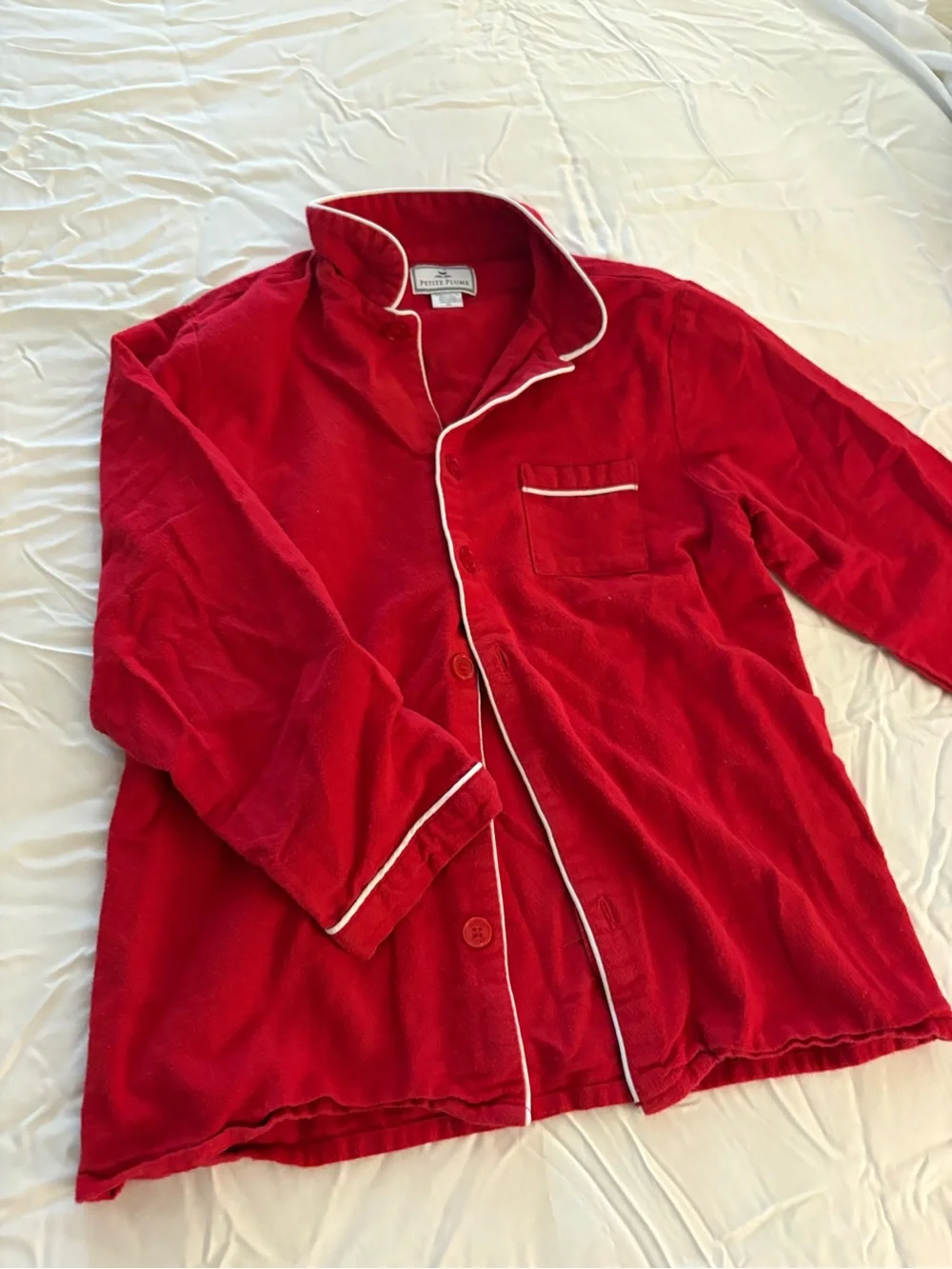 Classic Red Kids Pajama Set with Contrast Piping